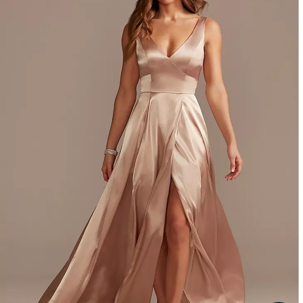 GALINA SIGNATURE Satin Gown sand champagne David’s bridal